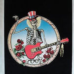Vintage Velvet GRATEFUL DEAD blacklight poster Skeleton Rose Guitar rare Garris
