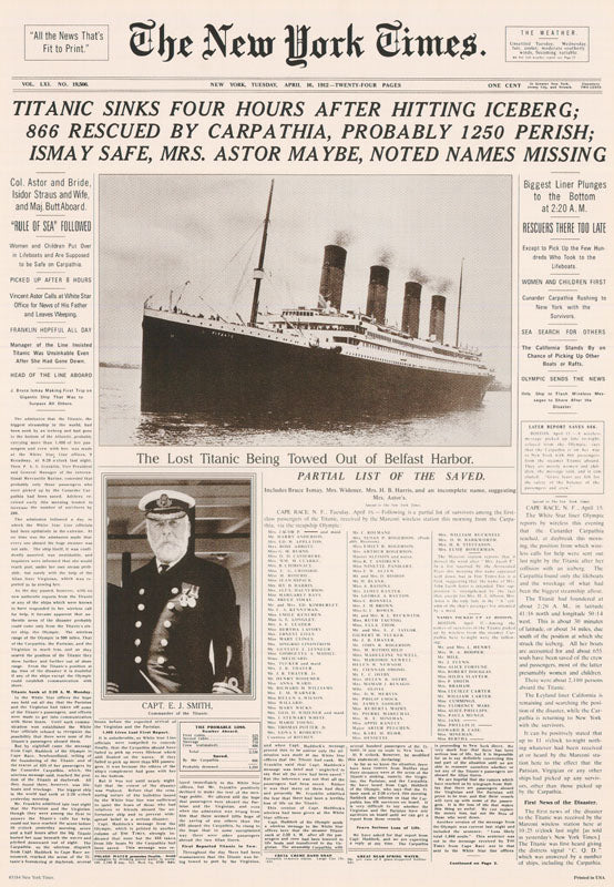 TITANIC - NY TIMES REPORT -POSTER RC6Q