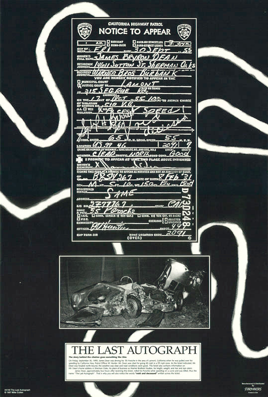 LAST AUTOGRAPH by JAMES DEAN POSTER
