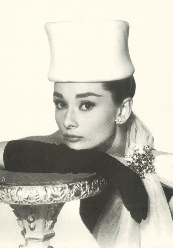 ACTRESS - AUDREY HEPBURN -wht. hat - POSTER RW17-O