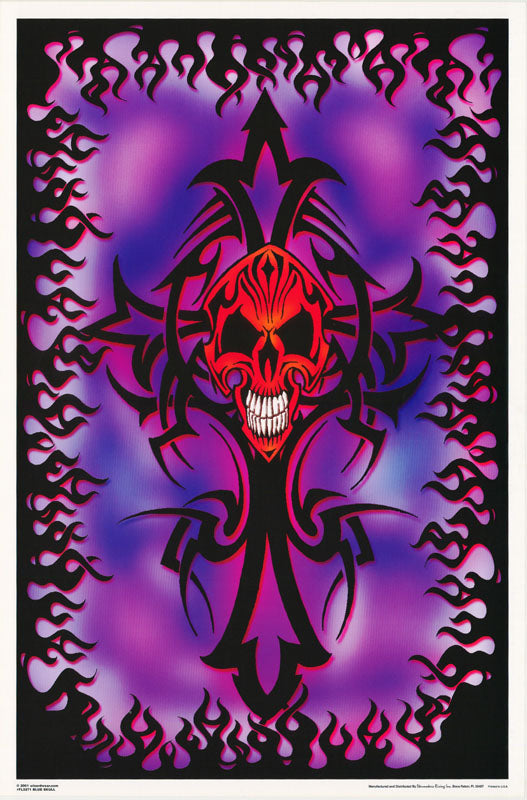 SLIGHTLY DAMAGED BLUE SKULL flocked - FL3271F FLOCKED POSTER