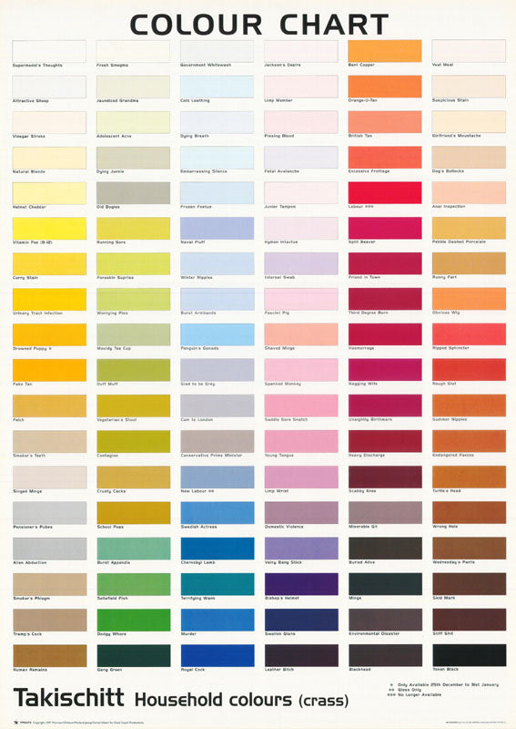 COLOUR CHART-HOUSEHOLD COLOURS POSTER RW20F