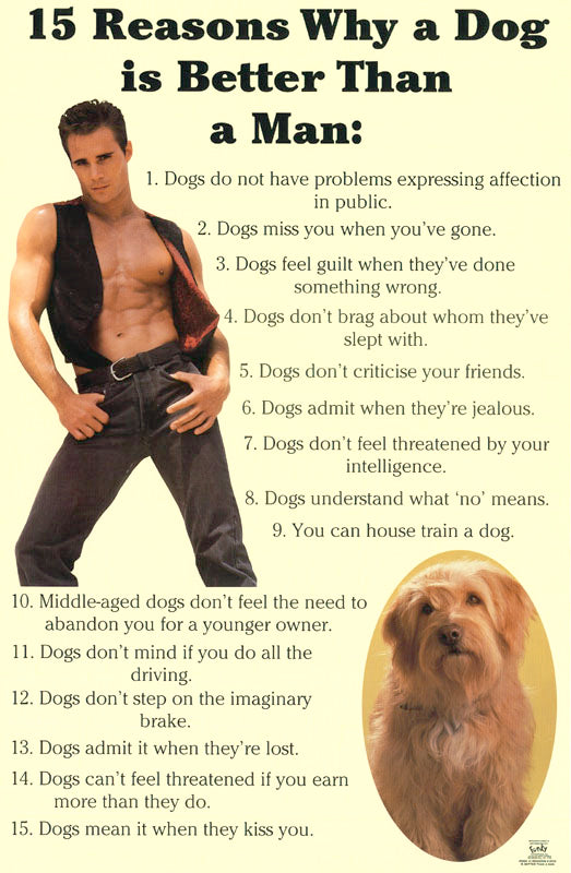 COMICAL - 15 REASONS A DOG IS BETTER THAN A MAN - POSTER RW3C