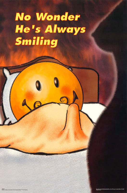 COMICAL-ADULT - SMILEY-NO WONDER HE'S ALWAYS SMILING - POSTER RC5T
