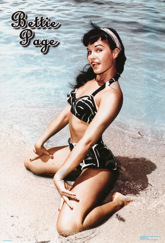 F-MODEL - BETTIE PAGE-on the BEACH - POSTER RP73X