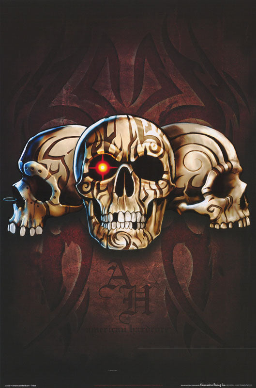 FANTASY-SKULLS - AMERICAN HARDCORE-TRIBAL - POSTER RC47R/CONTAINER