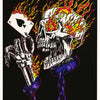 FLAMING SKULL (flocked) - POSTER LC5B