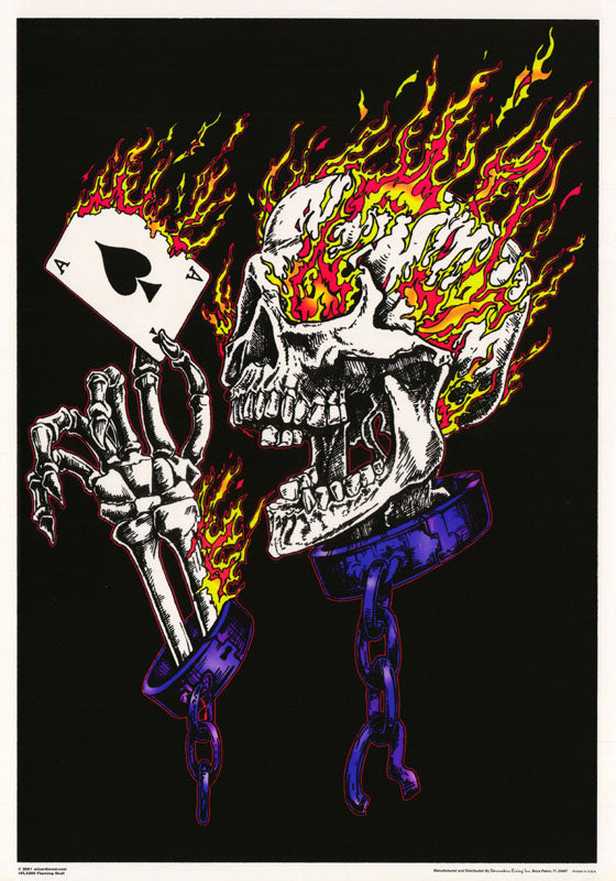 FLAMING SKULL (flocked) - POSTER LC5B