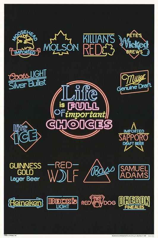 LIFE IS FULL of IMPORTANT CHOICES (BEERS) - POSTER RW1E
