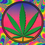 psychedelic marijuana leaf POSTER