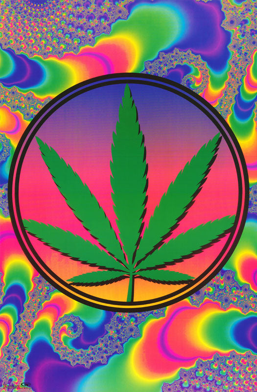 psychedelic marijuana leaf POSTER