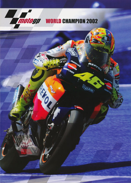 MOTO GP WORLD CHAMPION 2002 - POSTER SLIGHTLY DAMAGED FRONT