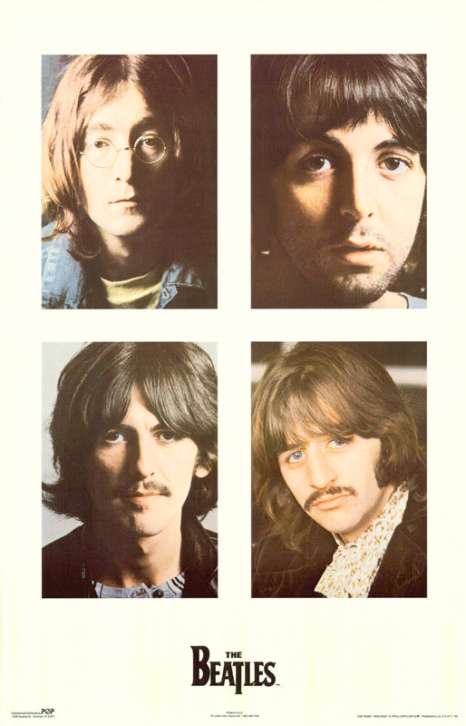 Vintage Beatles White Album Poster 1968 Four Portraits John Paul George Ringo Original #2080