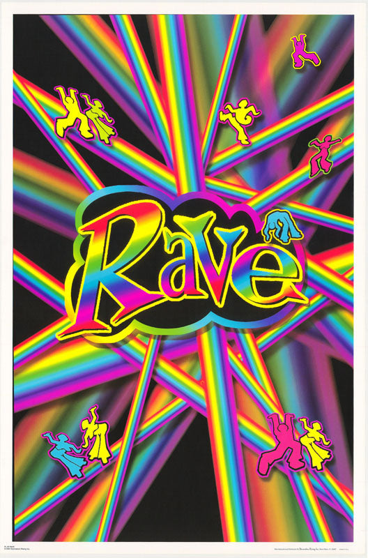 PSYCHEDELIC - RAVE- flocked  - FL35F POSTER LC7B