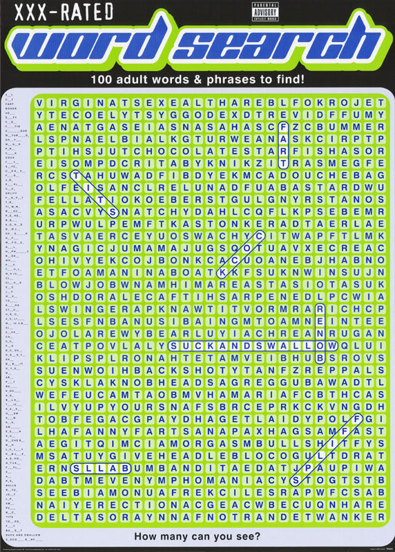 WORD SEARCH XXX-RATED - POSTER LW3Z