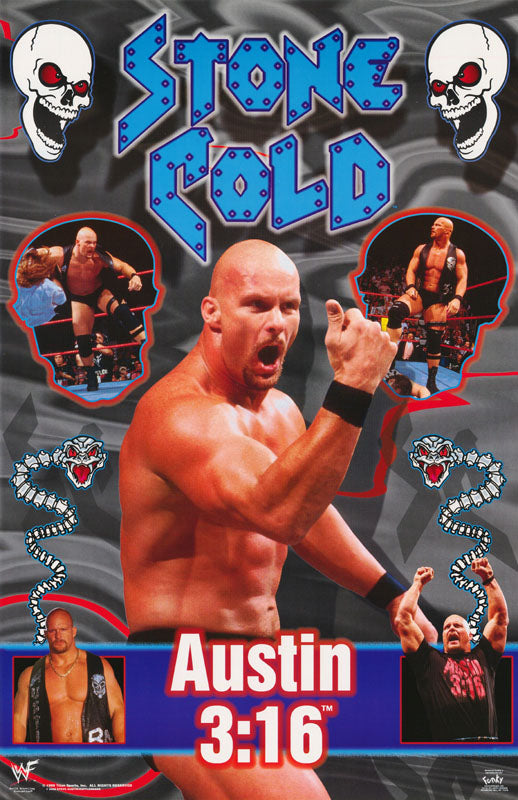 WRESTLING - STEVE AUSTIN - POSTER BW3C