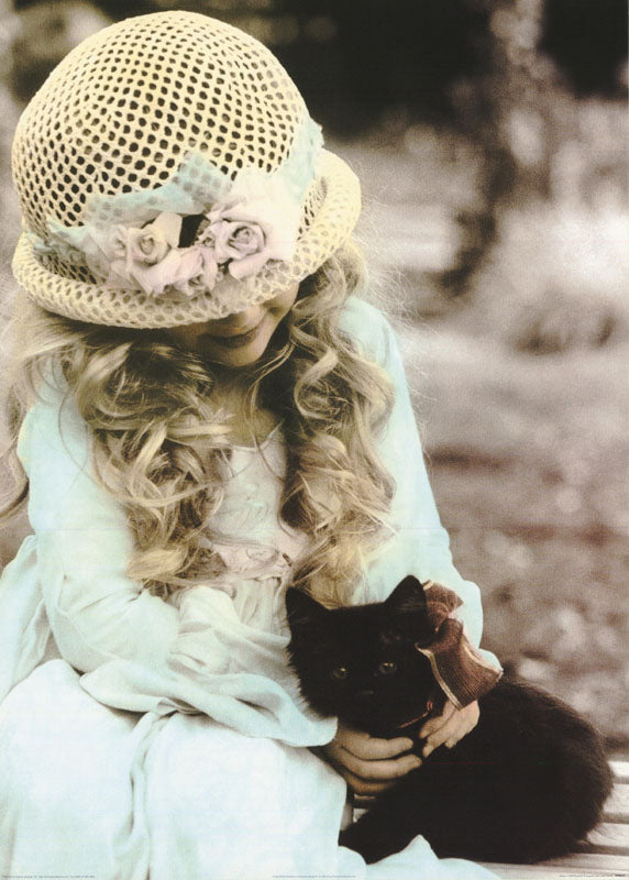 girl holding black cat - POSTER RW6F